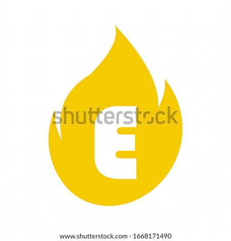Fiery logo E vector. simple modern