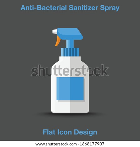 Anti-Bacterial Sanitizer Spray, Hand Sanitizer Dispenser, infection control concept. Sanitizer to prevent colds, virus, Coronavirus, flu. Spray bottle. Flat icon design