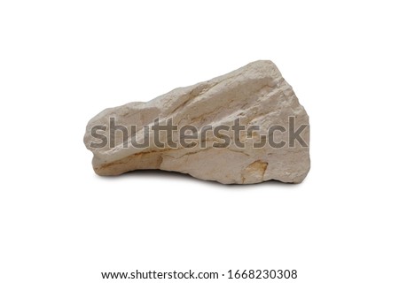 diatomite rock isolated on white background. It is a porous mineral called diatomaceous earth. There is noise and grain caused by the texture of the stone, soft focus.