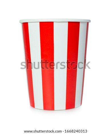 Empty pop corn or ice cream bucket isolated on white background