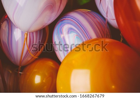 multi-colored balloons. Balloons of many colours.bunch of balloons. Birthday Party Balloons; rainbow colors; colorful abstract multicolor image for happy birthday card. vintage photo processing