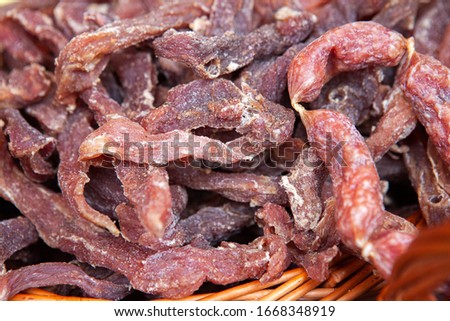 mature dried beef at the market