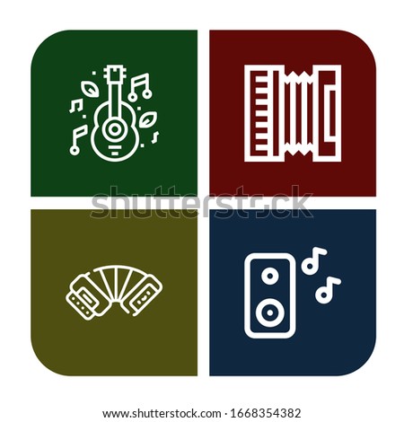 instruments icon set. Collection of Music, Accordion icons