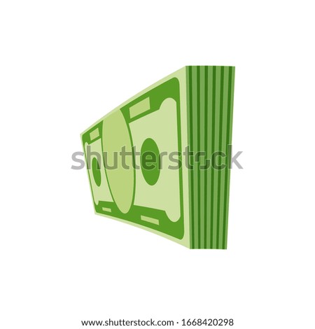 Packs of paper money. Bundle with cash bills. Keeping money in bank. Deposit, wealth, accumulation and inheritance. Flat vector cartoon money illustration. Objects isolated on a white background.