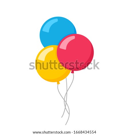 Vector flat balloon birthday icon illustration party design. Balloon cartoon bunch background.