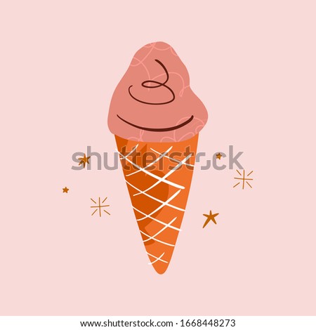Pop art icecream. Vector illustration, clip art image, cartoon flat design template