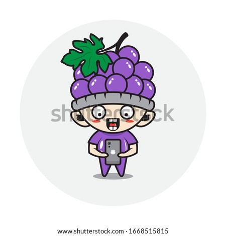Character boy in a grape fruit costume