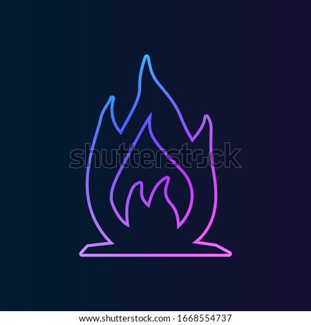 bonfire, balefire, smudge, fire icon. Simple thin line, outline of ban, prohibition, forbid icons for UI and UX, website or mobile application on dark gradient background on dark