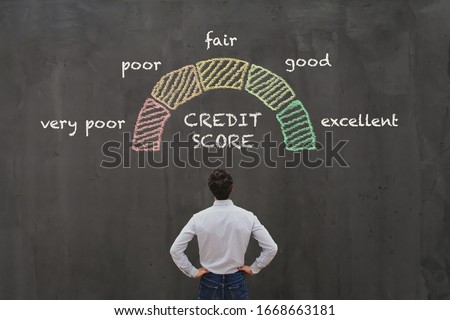 credit score concept, poor or excellent, loan in bank Royalty-Free Stock Photo #1668663181