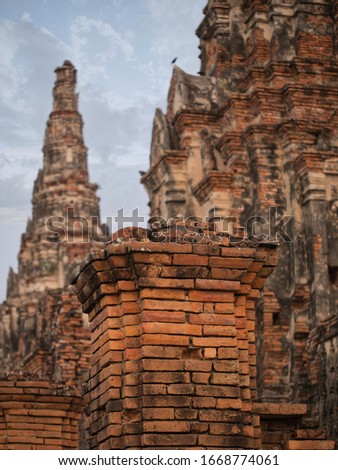Photos of the Wat Chaiwatthanaram is a Buddhist temple in the city of Ayutthaya Historical Park Thailand.