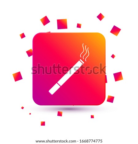 White Cigarette icon isolated on white background. Tobacco sign. Smoking symbol. Square color button. Vector Illustration