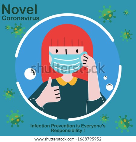 COVID-19 hygiene promotion with wearing a face mask, , vector illustration