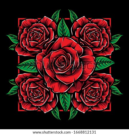 square red roses vector illustration