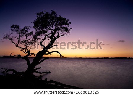 Beautiful sunrise at Lake Weyba on Queensland's Sunshine Coast.  Lake Weyba is a popular photography destination.