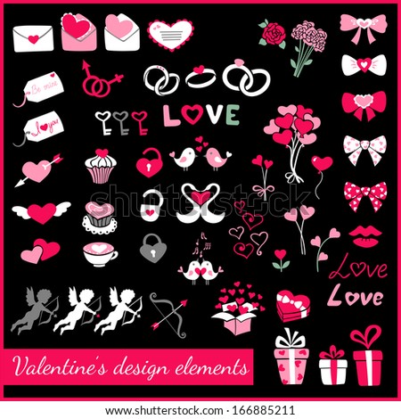 Valentine's seamless elements for your design. Vector illustration