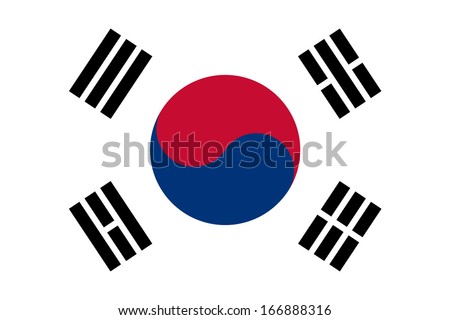 Flag of South Korea. Vector. Accurate dimensions, element proportions and colors. Royalty-Free Stock Photo #166888316