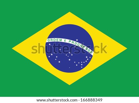 Flag of Brazil. Vector. Accurate dimensions, element proportions and colors. Royalty-Free Stock Photo #166888349