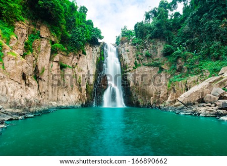 Haew Narok (chasm of hell) waterfall, Kao Yai national park, Thailand Royalty-Free Stock Photo #166890662