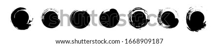 Flat linear design. Grunge banner collection. Isolated circles on a white background. Vector illustration.