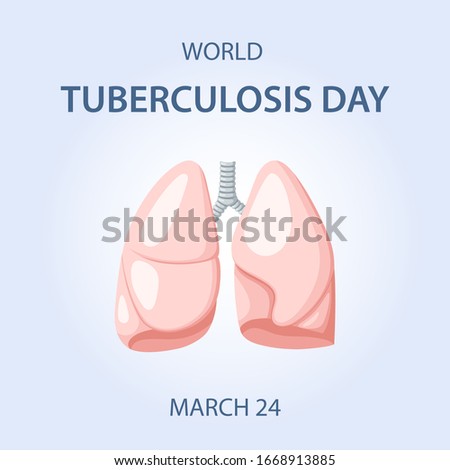 World Tuberculosis Day. The symbol of the lungs over blue background. Vector illustration in flat style 