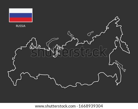 vector Russia map thin line style.