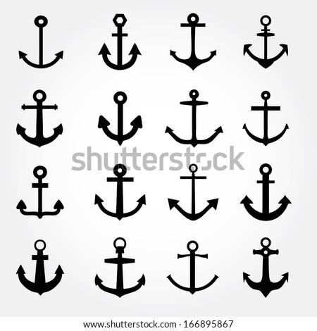 Set of anchor symbols or logo template vector Royalty-Free Stock Photo #166895867