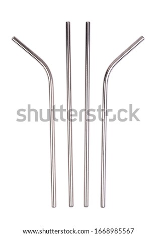 Metal reusable drinking straws isolated on white background Royalty-Free Stock Photo #1668985567