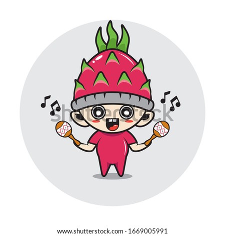 Character boy in a dragon fruit costume. musical.