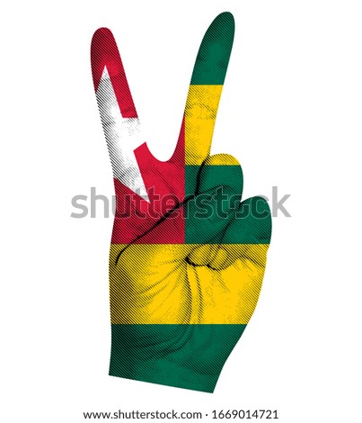 Victory finger gesture with Togo  flag vector illustration