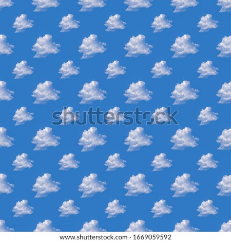 white clouds in the blue sky seamless pattern