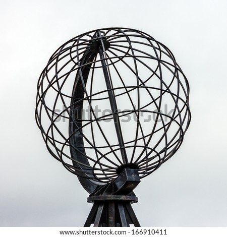 Terrestrial globe model concept, North Cape, Honninsvag, Norway 