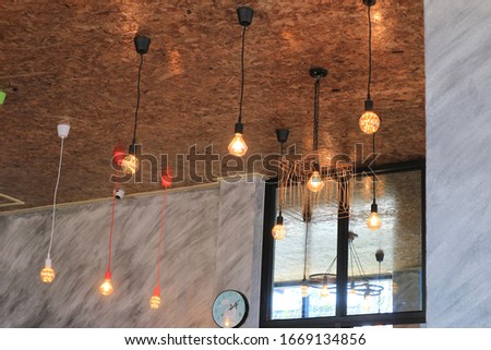 Interior lighting in a coffee shop