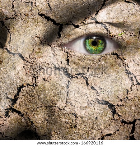 Conceptual image of a mud cracked face can be used for different concepts