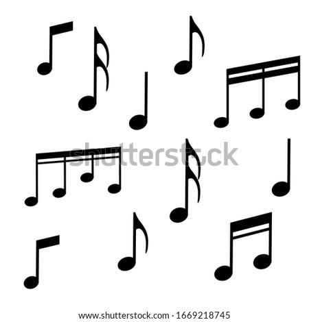 Black color Music Note Collection vector design for banner