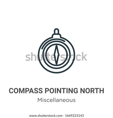 Compass pointing north outline vector icon. Thin line black compass pointing north icon, flat vector simple element illustration from editable miscellaneous concept isolated stroke on white background