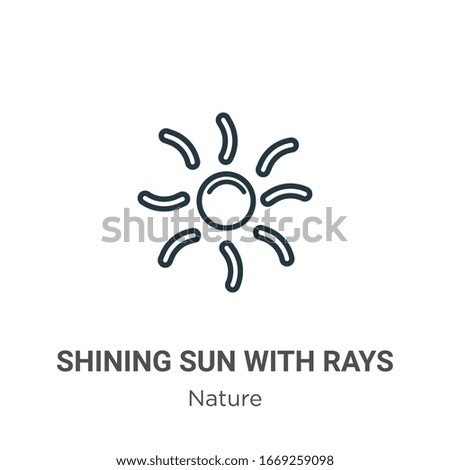 Shining sun with rays outline vector icon. Thin line black shining sun with rays icon, flat vector simple element illustration from editable nature concept isolated stroke on white background
