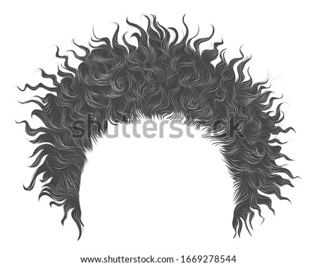 trendy curly disheveled gray hair  .
 realistic  3d . fashion beauty style .unisex women  men