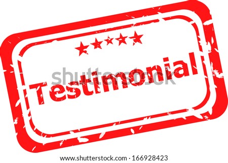 testimonial quality on red rubber stamp over a white background
