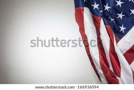 American Flag with white background for copy space