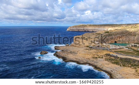 Aerial view over Dwerja Bay on the island of Gozo Malta - aerial photography