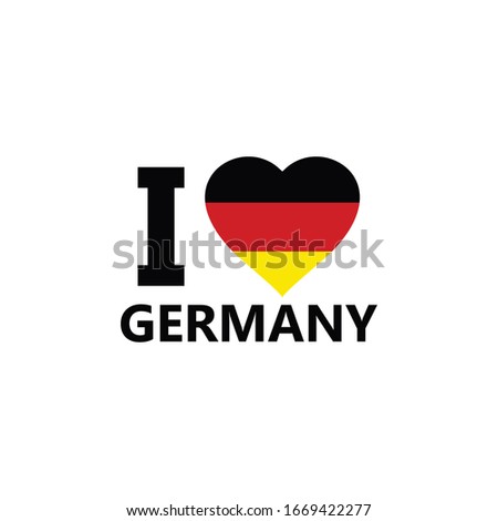 I love Germany. Heart shape national country flag icon. Vector Illustration
