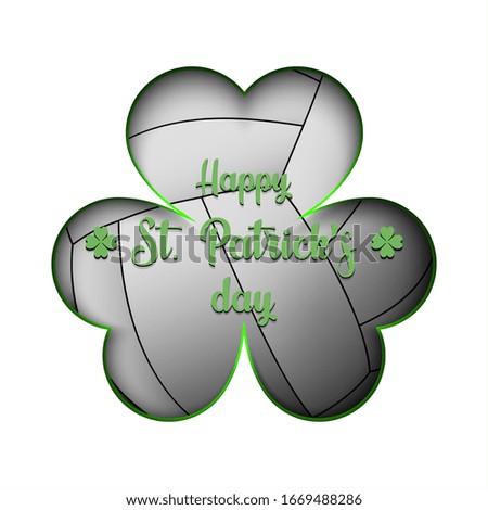 Happy St. Patrick's day. Volleyball ball in clover on an isolated background. Pattern for banner, poster, greeting card, party invitation. Vector illustration