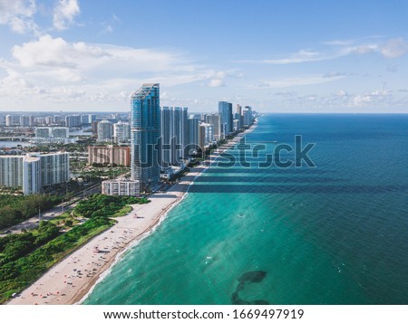 Afternoon Miami Skyline and Ocean