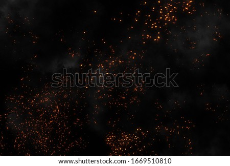 Epic fire burning photo overlay explosion with smoke and dust on black background.