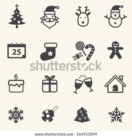Christmas and new year icons set