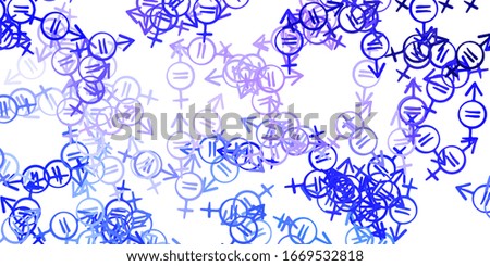 Light Purple vector texture with women's rights symbols. Abstract illustration with a depiction of women's power. Elegant design for wallpapers.