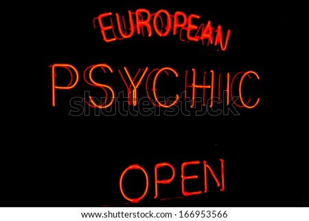 Image of a Psychic sign with neon on Black