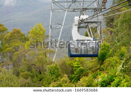 Scenic Cableway at the Blue Mountains, Sydney Australia. World heritage Blue mountains with Scenic Cableway moving around beautiful landscape. Royalty-Free Stock Photo #1669583686