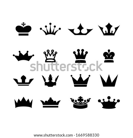 Set icon of crown in modern style