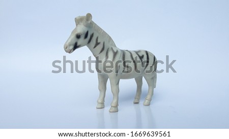 cute zebra rubber toy isolated on white background